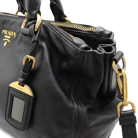 Prada Handbag Bn2324 Black Leather Ladies Used 